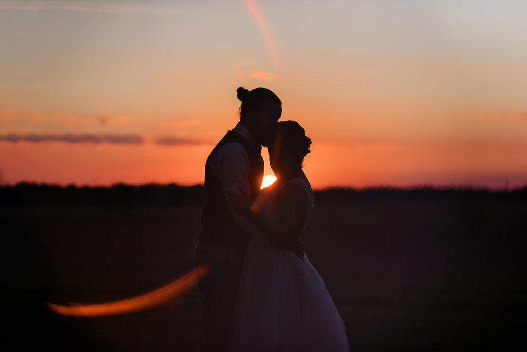 sunset photos bride and groom