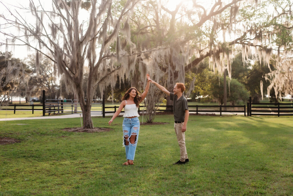 Engaged Couple at Ever After Farms Wedding venue in Florida