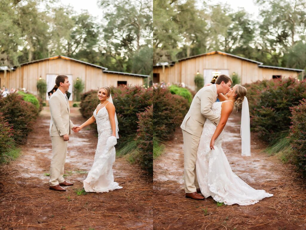 bride and groom at rustic oaks ranch wedding venue in high springs, florida 