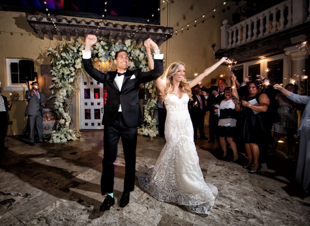 send off sparklers at the addison of boca raton florida luxury wedding photography