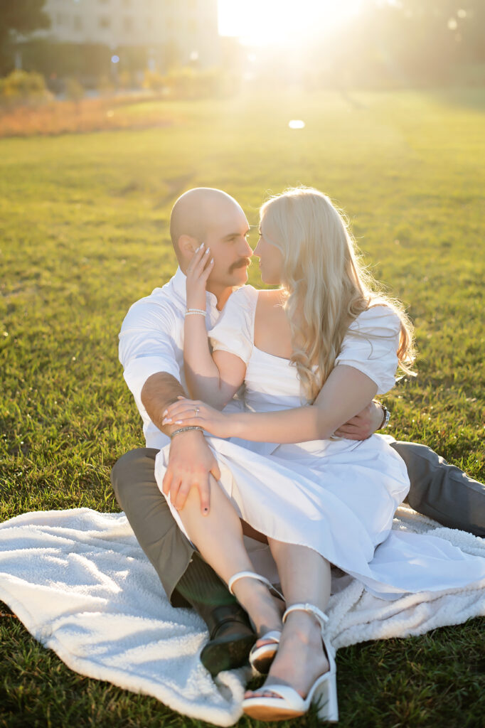 couple sitting into each other