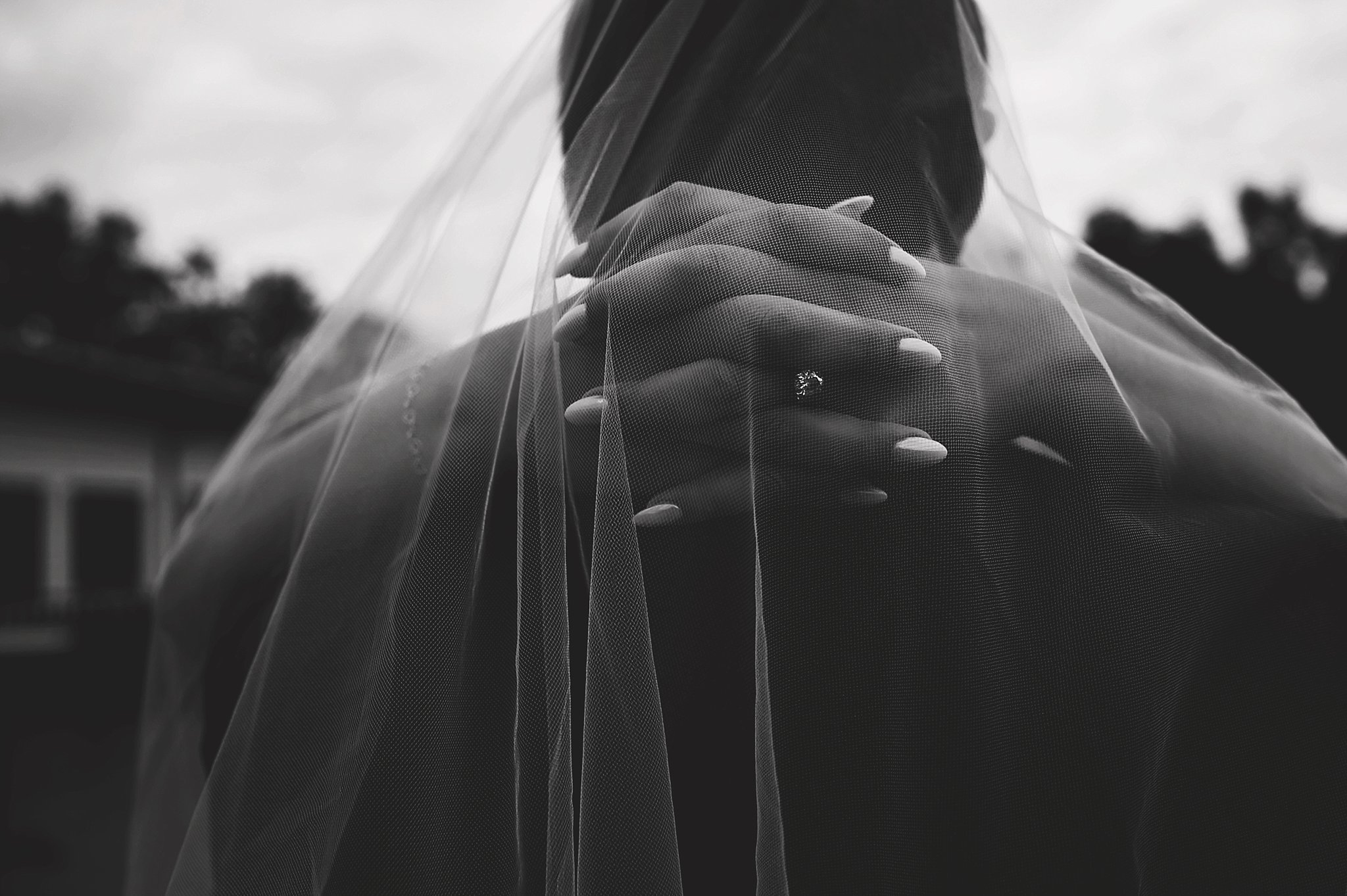 bride and groom under the veil